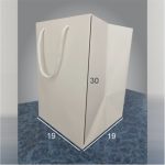 ساک دستی کاغذ کف پهن 30در19در19 گلاسه سفید