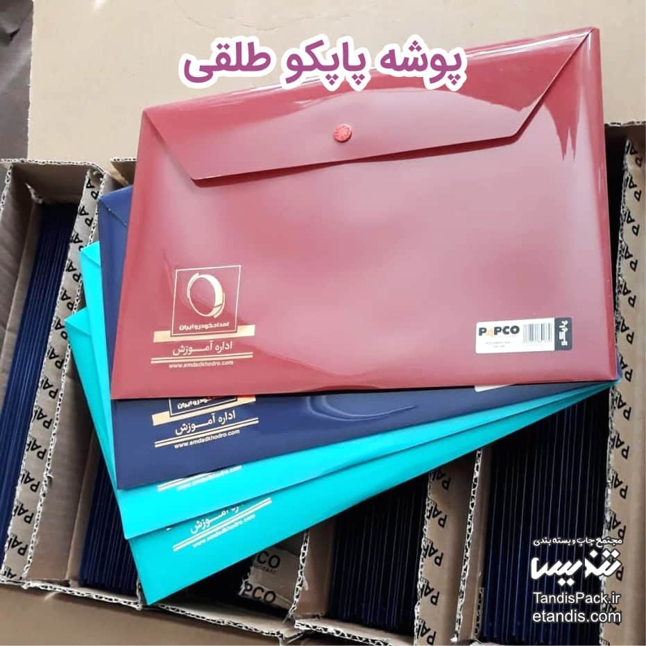 قیمت و خرید پوشه دکمه دار پلاستیکی آنلاین 21 پوشه پاپکو طلقی