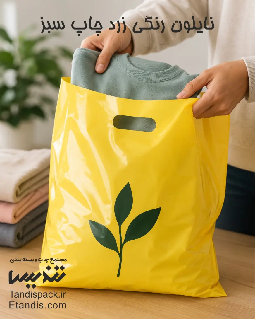 نایلون رنگی زرد چاپ سبز