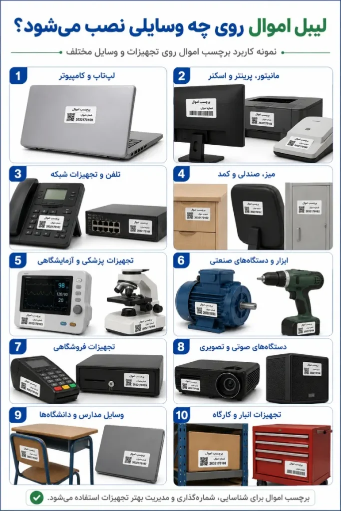 برچسب اموال 3 کاربرد لیبل اموال روی چه محصولاتی