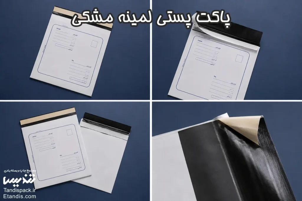 پاکت پستی لمینه مشکی آدرس دار 1 پاکت پستی لمینه مشکی