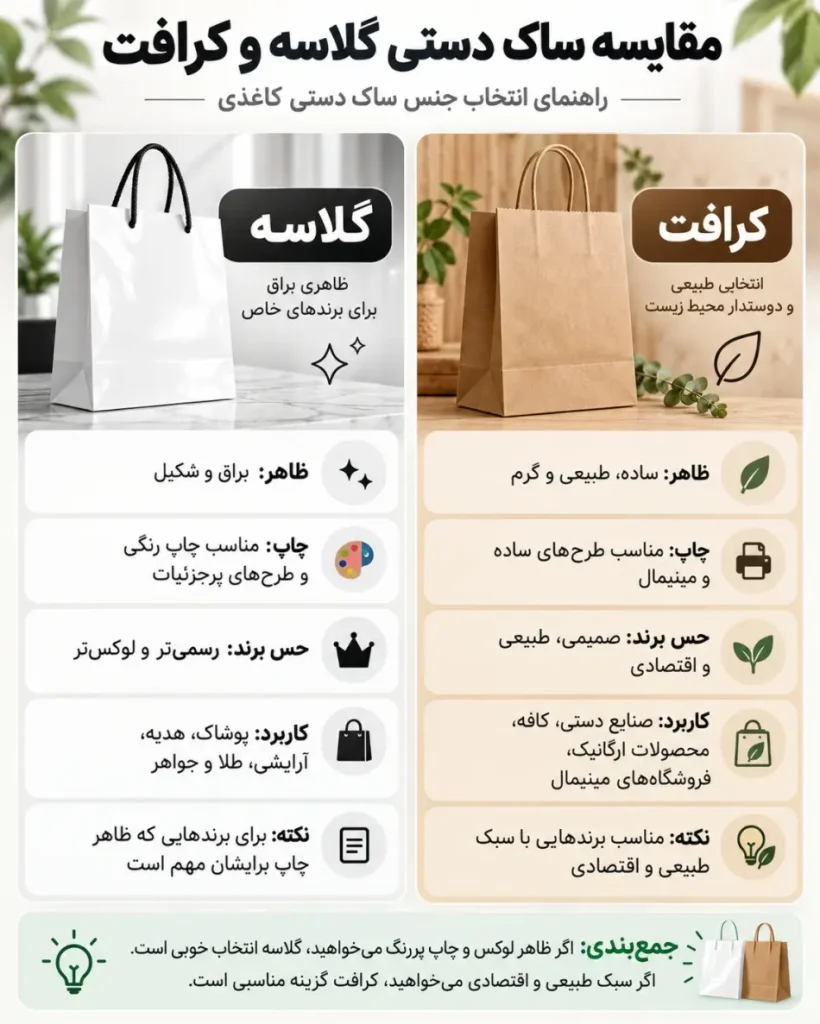 مقایسه ساک دستی گلاسه و کرافت