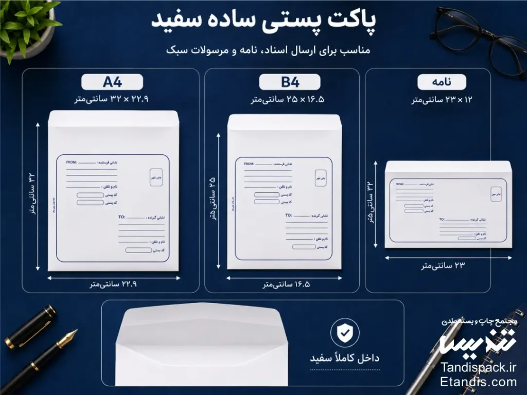 پاکت پستی ساده بدون لایه 1 پاکت پستی ساده بدون لایه